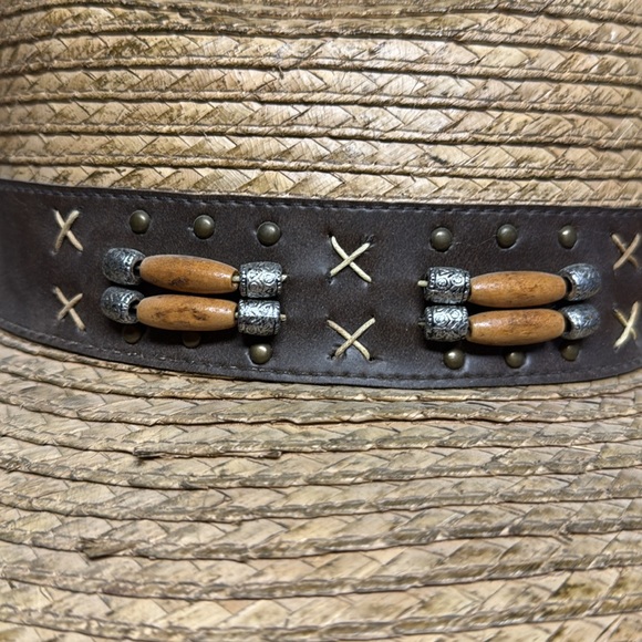 Black Canyon Outfitters Straw Hat OSFM With Beads and Medallion - Picture 10 of 12